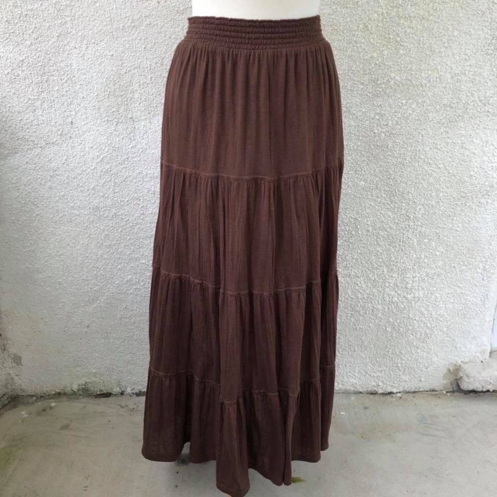 Laura Scott L BROWN Tiered Maxi Skirt EUC